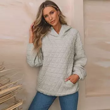 DIMANAF 2024 новые женские клетчатые толстовки и свитшоты с длинными рукавами, свободные повседневные осенние базовые топы с круглым вырезом, футболка, новый пуловер