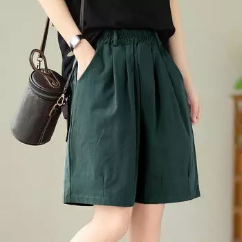 DIMANAF 2024 новые женские летние брюки больших размеров, свободные брюки, шорты, однотонные базовые короткие брюки, повседневные широкие брюки