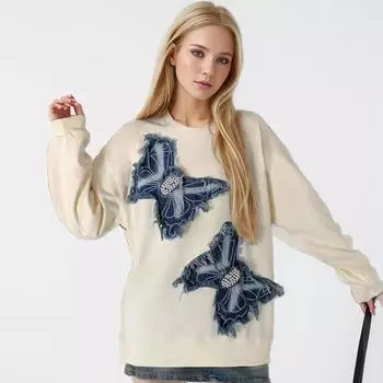 DIMANAF 2024 новые женские толстовки и свитшоты с длинными рукавами, свободные о-образным вырезом и цветочным принтом, осенние базовые топы, футболка, пуловер