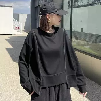 DIMANAF 2024, новые женские толстовки и свитшоты больших размеров, свободные однотонные толстовки с длинными рукавами на молнии, повседневные осенние базовые топы с круглым вырезом, футболка 2023, новый пуловер