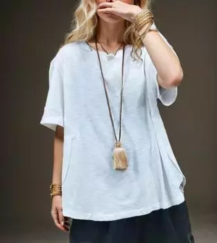 DIMANAF 2024 новый плюс размер летние женские с коротким рукавом свободные однотонные базовые топы с круглым вырезом футболка новая