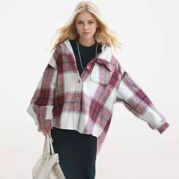 DIMANAF 2024 новый стильный костюм клетчатая куртка большая короткая куртка женская одежда с длинным рукавом винтажная свободная куртка