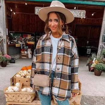 DIMANAF 2024, новый стильный костюм, клетчатая короткая куртка, большая женская одежда, винтажная свободная куртка с длинными рукавами
