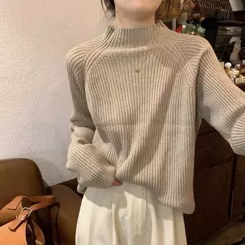 DIMANAF 2024 Осень Женские Базовые Свитера Пуловеры Топы Женский Водолазка Вязаный Однотонный Свитер