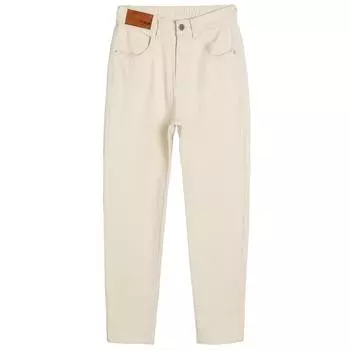 DIMANAF 2024 Осень Женские Хлопковые Брюки Женские Эластичные Базовые Брюки с Высокой Талией Модные Новые Длинные Брюки S бежевый