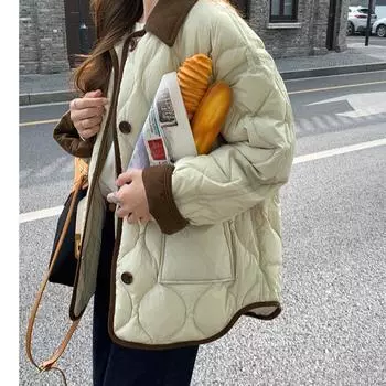 DIMANAF 2024 Осень Женские Парки Пальто Куртки Короткая Верхняя Одежда Новые Зеленые Куртки One Size чёрный