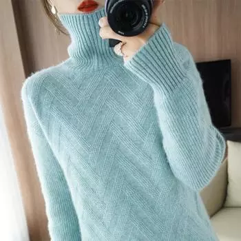 DIMANAF 2024 Осень Женские Свитера Базовые Однотонные Пуловеры Топы Водолазка Трикотажные Футболки Рубашки