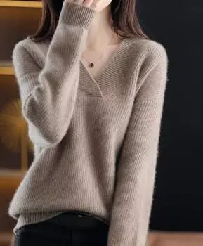 DIMANAF 2024 Осень Женские свитера Пуговицы Пуловеры Топы Женская Одежда Водолазка Трикотажные Базовые Однотонные Футболки Рубашка One Size синий