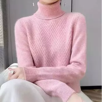 Dimanaf 2024 Осень Женские свитера Пуловеры Топы Женские Водолазки Трикотажные Базовые Однотонные Футболки Рубашки