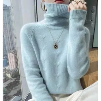 DIMANAF 2024 Осень Женские свитера Пуловеры Топы Женская одежда Водолазка Трикотажные Базовые однотонные футболки Рубашка