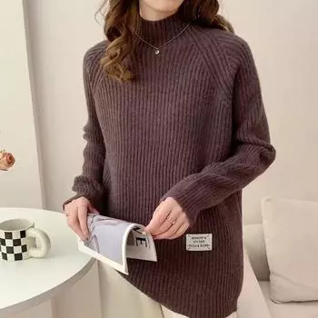 Dimanaf 2024 Осень Женские свитера Женские пуловеры Топы Женские водолазки Трикотажные базовые однотонные футболки Рубашка свитер