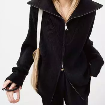 DIMANAF 2024 Осень Женские свитера Зимние пуловеры Топы Женские трикотажные простые однотонные футболки на молнии