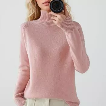 DIMANAF 2024 Осень Женские свитера Зимние пуловеры Топы Женская одежда Водолазка Трикотажные Базовые однотонные футболки Рубашка