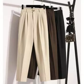 DIMANAF 2024 Осень Зима Длинные брюки Хлопок Женщины Твердые шаровары Эластичный пояс Повседневные свободные брюки Новые Большие Размеры L чёрный