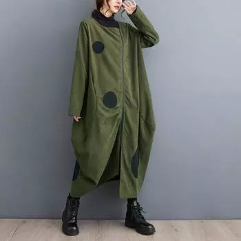 DIMANAF 2024 Осень Зима Плюс Размер Женская Однотонная Длинная Куртка Модный Оверсайз Повседневный Стиль Свободный Кардиган На Молнии One Size чёрный