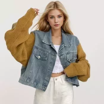 DIMANAF 2024, осеннее базовое пальто, джинсовая куртка, повседневная с длинным рукавом, синие женские свободные винтажные топы