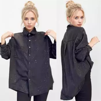 DIMANAF 2024, осеннее пальто, джинсовая повседневная черная куртка с длинными рукавами, женские свободные дизайнерские винтажные топы