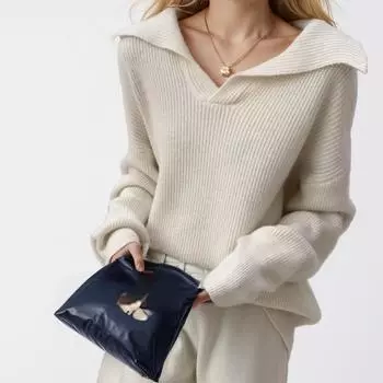 Dimanaf 2024 осенние женские свитера, зимние пуловеры, топы, женские трикотажные базовые однотонные футболки на молнии XL