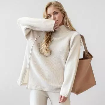 DIMANAF 2024, осенние женские свитера, зимний женский пуловер, топы, женская водолазка на молнии, трикотажные базовые однотонные футболки, рубашка M