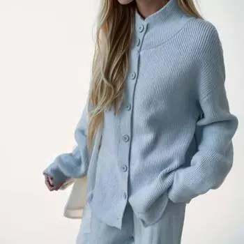 DIMANAF 2024, осенние женские свитера, зимний женский пуловер, топы, женские трикотажные базовые однотонные футболки на пуговицах M