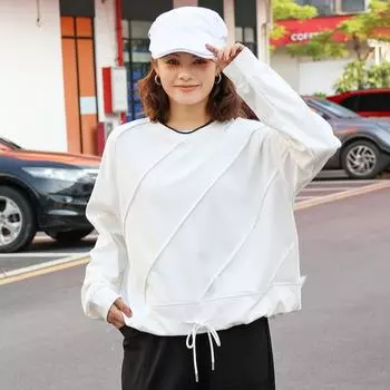 DIMANAF 2024 Осенняя футболка Однотонная эластичная футболка Женская однотонная футболка с длинным рукавом Свободные топы Футболки One Size красный