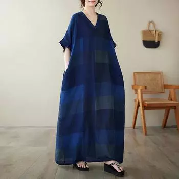 DIMANAF 2024 платье больших размеров женское летнее платье с v-образным вырезом богемный свободный макси-платье большого размера с цветочным принтом 9049