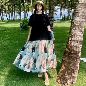 Dimanaf 2024 Платье больших размеров, летнее женское винтажное свободное платье с коротким рукавом в стиле макси, праздничное новое платье