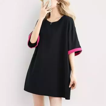 Dimanaf 2024 плюс размер футболка женская повседневная однотонная с коротким рукавом свободные базовые большие размеры летние новые винтажные топы