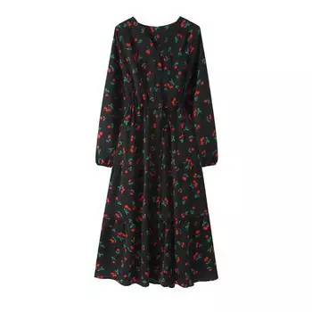 DIMANAF 2024 плюс размер летнее платье-рубашка шифоновое женское свободное повседневное женское длинное платье с цветочным принтом