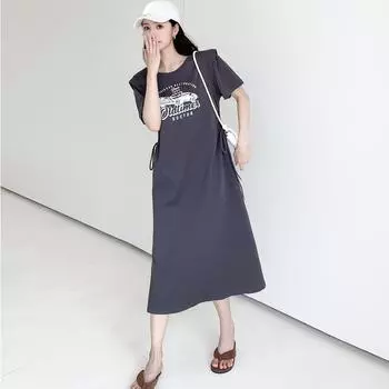 DIMANAF 2024 плюс размер летнее платье-футболка с коротким рукавом повседневное женское хлопковое винтажное платье трапециевидной формы базовое черное свободное модное платье