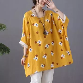 DIMANAF 2024 плюс размер, летняя новая футболка, женская футболка с цветком летучей мыши, свободные повседневные топы с круглым вырезом, большие размеры