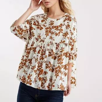 Dimanaf 2024 плюс размер новая летняя блузка с цветочным принтом и круглым вырезом модная футболка женская свободная рубашка повседневные винтажные топы футболки