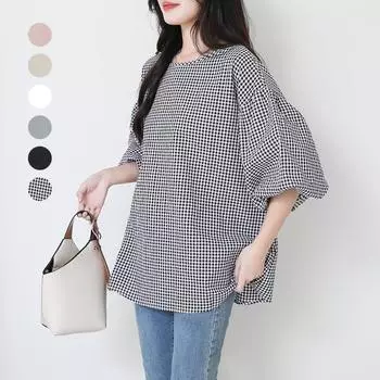 Dimanaf 2024 плюс размер, новая летняя блузка, модная рубашка, женская свободная рубашка с короткими пышными рукавами, повседневные однотонные футболки