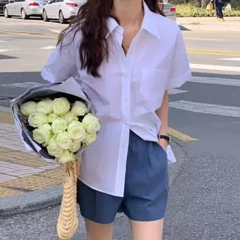 DIMANAF 2024 плюс размер, новая женская летняя блузка, винтажная рубашка с коротким рукавом, свободная базовая рубашка на пуговицах, повседневные однотонные футболки