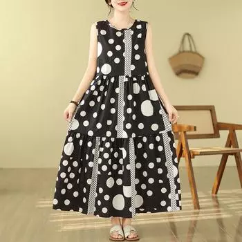 DIMANAF 2024 плюс размер женское летнее пляжное платье женское длинное платье без рукавов повседневный большой свободный сарафан