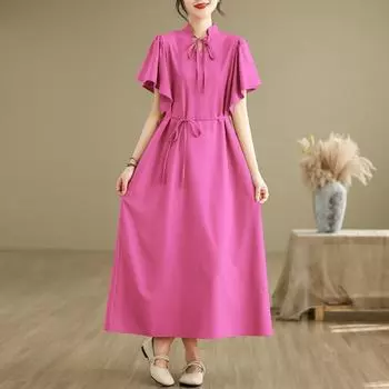 DIMANAF 2024 плюс размер женское летнее пляжное платье однотонное длинное платье без рукавов повседневный свободный сарафан