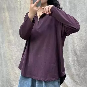 DIMANAF 2024 Plus Size Autumn Solid Hoodie T Shirt Women Zipper Solid Long Sleeve Loose Tops Tees