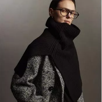 DIMANAF 2024 шаль осенний стиль шарф с высоким воротом женский однотонный вязаный повседневный свободный