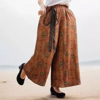 DIMANAF 2024 Summer Plus Size Women Long Pants Trousers Loose Harem Pants Casual Vintage Large Size Wide Leg Pants