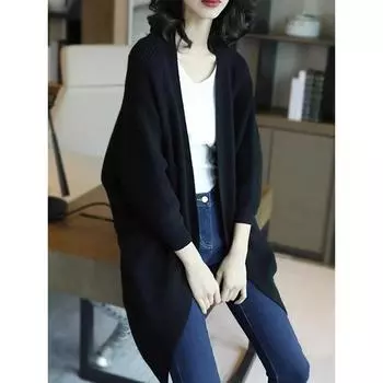 Dimanaf 2024 свитер кардиган осенний стиль зима женские свитера однотонные куртка базовый вязаный свободный свитер