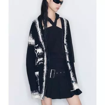 Dimanaf 2024 Свитер Кардиган Осенний Стиль Зимний Женский Свитера С Принтом Куртка Вязание Повседневный Свободный Свитер