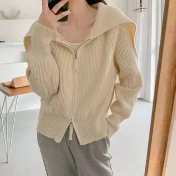 DIMANAF 2024 свитер на молнии, кардиган, осенние короткие женские свитера с принтом, однотонная куртка, вязаный свободный свитер