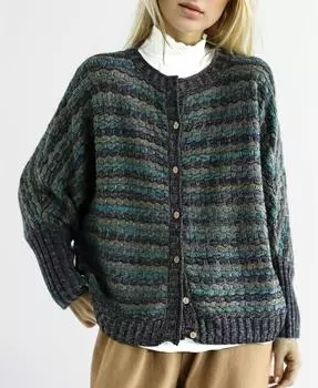 DIMANAF 2024 свитер, осенний женский полосатый свитер, куртка на пуговицах, вязаный кардиган, повседневный стиль, свободный свитер