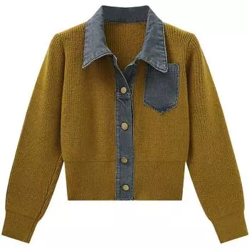 Dimanaf 2024 Свитера Осень Женщины Тонкий Однотонный Джинсовый Вязание Мода Повседневный Стиль Свободный Пуловер Свитер