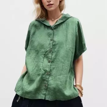 DIMANAF 2024 T-Shirt Plus Size Summer Women Pockets Solid Linen Short Sleeve Loose New O-Neck Basic Tops T-Shirt New