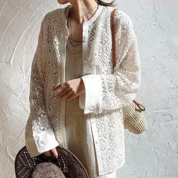 DIMANAF 2024 Весенняя рубашка женская кружевная блузка с длинным рукавом модные топы футболки свободные футболки новые белые One Size чёрный