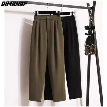 DIMANAF 2024, весенне-летние брюки больших размеров, женские свободные повседневные базовые длинные брюки с эластичной резинкой на талии, однотонные мягкие шаровары