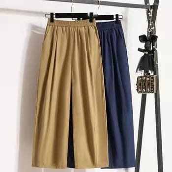 DIMANAF 2024, весенние большие размеры, женские длинные брюки, свободные широкие брюки, синие повседневные однотонные брюки большого размера 5XL A