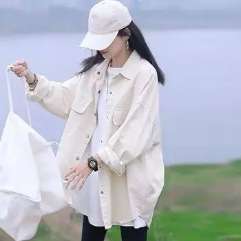 DIMANAF 2024, весенние джинсовые куртки, пальто, повседневная рубашка с длинными рукавами и вышивкой, женские свободные винтажные женские топы оверсайз