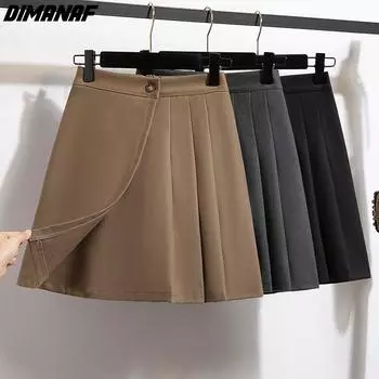 DIMANAF 2024, весенние женские юбки больших размеров, модная офисная женская короткая мини-юбка большого размера, элегантная плиссированная юбка